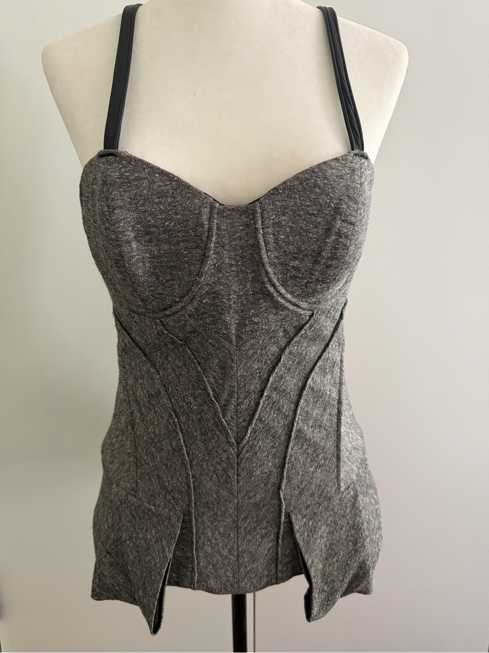 L.A.M.B. Grey Wool / silk blend bustier top - 10 (fits smaller)